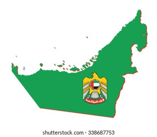 united arab emirates map with emblem