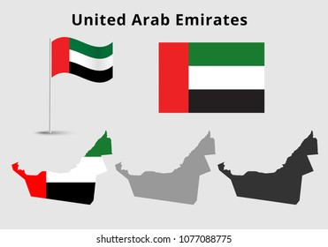 United Arab Emirates map and Flag