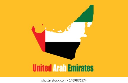 UNITED ARAB EMIRATES map with flag Vector eps10