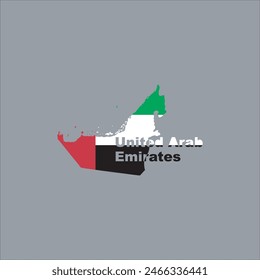 United Arab Emirates map and flag color design on gray background