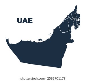 United Arab Emirates map flat border outline vector