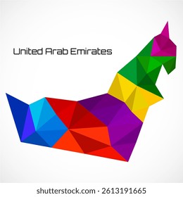 United Arab Emirates map in geometric polygonal style on white background