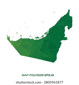 United Arab Emirates map in geometric Green polygonal style modern design on white background. Vector illustration.