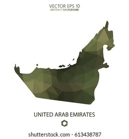 United Arab Emirates map in geometric polygonal military style.Abstract tessellation,modern design background. Vector illustration eps 10.