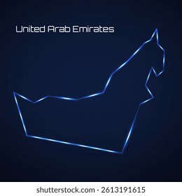 United Arab Emirates map with glowing borders. Vector illustration