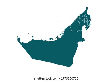 United Arab Emirates Map Green Color on White Backgound