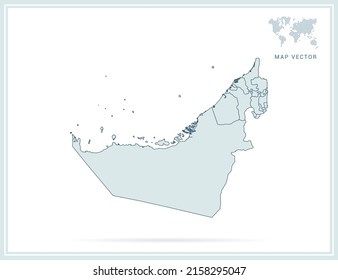 United Arab Emirates map green vector on white background.