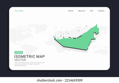 United Arab Emirates map green on white background with isometric vector.