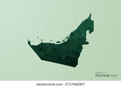 United Arab Emirates Map - Green Polygon Style Vector Illustration, Low Poly Geometric Design with Clean Silhouette on soft green Background.