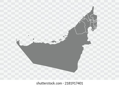 United Arab Emirates Map grey Color on White Background quality files Png