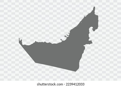 United Arab Emirates Map grey Color on White no demarcation line Background  Png