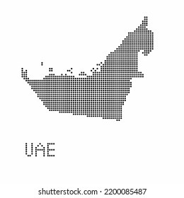 Mapa de los Emiratos Árabes Unidos con textura gruesa en estilo punto. Ilustración vector abstracta de un mapa de país con efecto de medio tono para infografía. 