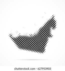 United Arab Emirates map in halftone. Dotted illustration isolated on a white background.
Vector illustration.