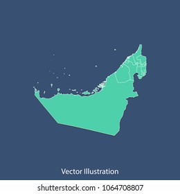 United Arab Emirates map - High detailed color map of United Arab Emirates. flat design style, clean and modern.Vector illustration eps 10
