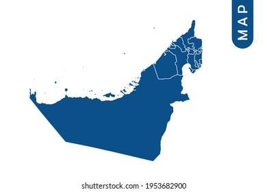 Mapa de los Emiratos Árabes Unidos Alto Detallado en fondo blanco. Resumen de la ilustración vectorial de diseño eps 10