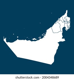 Vereinigte Arabische Emirate Karte hoch detailliert auf grünem Hintergrund. weiße Farbe. Abstraktes Design, Vektorgrafik eps10