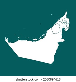 United Arab Emirates map High Detailed. white color. on green background. Abstract design vector illustration eps 10