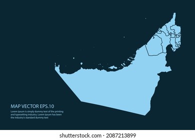 United Arab Emirates map High Detailed on white background. Abstract design vector illustration eps 10