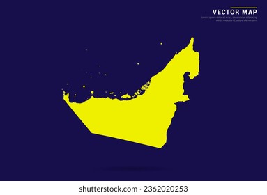 United Arab Emirates map - High Detailed. Yellow color on dark background. Abstract design vector.