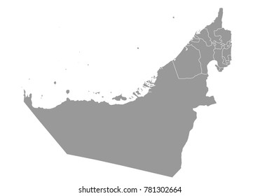 united Arab Emirates map. High detailed map of united Arab Emirates on white background. Vector illustration eps 10.