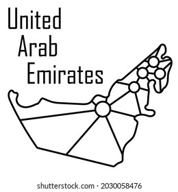 United Arab Emirates map icon, vector illustration in black isolated on white background.