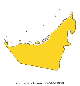 Icono de mapa de emiratos árabes unidos, concepto de geografía en blanco, ilustración aislada del vector de fondo gráfico.