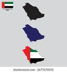 United Arab Emirates Map Icon Set Vector Design.