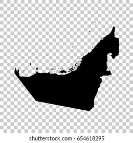 United Arab Emirates map isolated on transparent background. Black map for your design. Vector illustration, easy to edit.