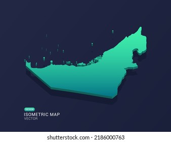 United Arab Emirates map isometric green gradient vector illustration 
