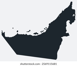 United Arab Emirates map. Just a simple border map. Shape of the country. Flat blank United Arab Emirates outline. Vector boundary illustration.