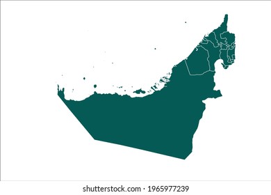United Arab Emirates map Olive green Color on White Backgound