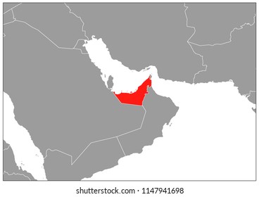  United Arab Emirates map on gray base 