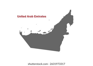 United Arab Emirates map on gray background vector, United Arab Emirates Map Outline Shape Gray on White Vector Illustration,