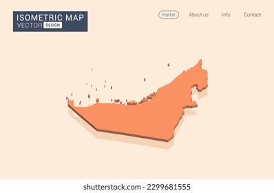 Die Vereinigten Arabischen Emirate zeichnen Orange mit isometrischer Vektorgrafik auf.