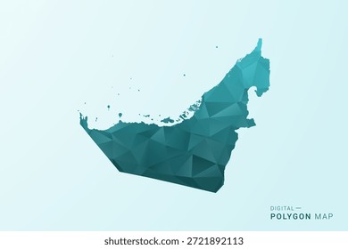Karte von Vereinigte Arabische Emirate - Vektorgrafik im Polygonstil in blaugrünem Low-Poly-geometrischem Design, moderne minimale Silhouette.