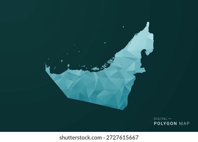 Karte von Vereinigte Arabische Emirate - Polygon-Stil Vektorgrafik in grün und blau Low Poly geometrischen Design, sauber minimale Silhouette für Infografik.