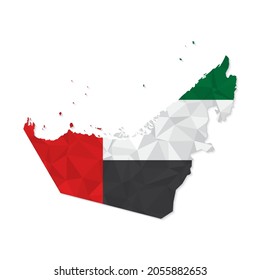 United Arab Emirates map in polygonal style on white background. Vector illustration eps 10.
