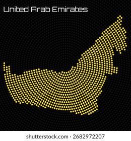 Vereinigte Arabische Emirate Karte von radialen Punkten, Halbtonkonzept. Vektorgrafik