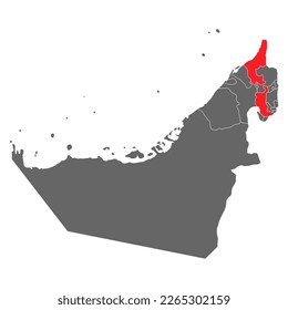Mapa de emiratos árabes unidos Ras Al Khaimah, concepto en blanco geográfico, ilustración vectorial de fondo gráfico.