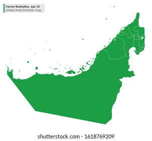 united arab emirates map with regions vector illustration on white background