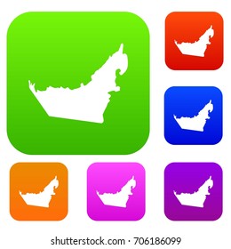 United Arab Emirates map set icon in different colors isolated vector illustration. Premium collection