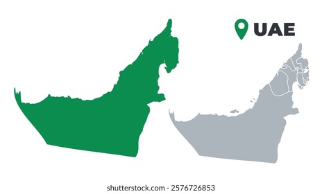 United Arab Emirates map simple flat outline vector set