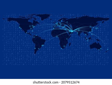 United Arab Emirates map for technology or innovation or export concepts. Connections of the country to major cities around the world. File is suitable for digital editing and prints of all sizes.