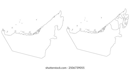 United Arab Emirates map. Map of UAE in white set