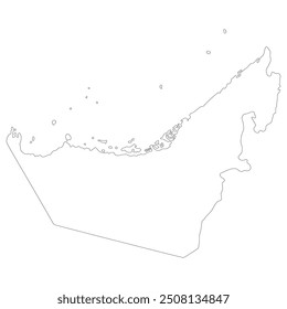 United Arab Emirates map. Map of UAE in white color