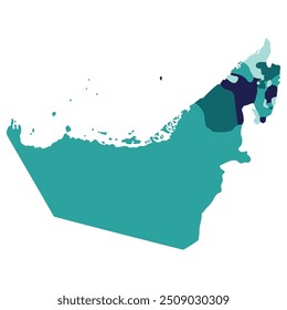 United Arab Emirates map. Map of UAE in administrative provinces in multicolor