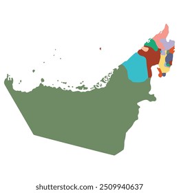 United Arab Emirates map. Map of UAE in administrative provinces in multicolor