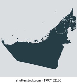 United Arab Emirates map vector, isolated on gray background