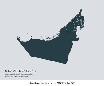 United Arab Emirates map vector, isolated on gray background