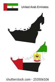 United Arab Emirates map vector, United Arab Emirates flag vector, Arab Emirates